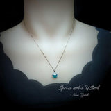 Cushion Cut Green Paraiba Necklace - Paraiba Pendant Paraiba Jewelry Green Tourmaline Necklace - 18KGP @ Sterling Silver Square Green #973