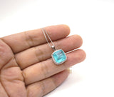 Large 10mm Paraiba Necklace - Sterling Silver cushion Square 6 CT Blue Paraiba Tourmaline Pendant #477