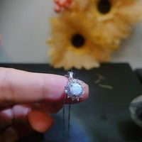 Opal Necklace - Princess Diana Necklace - Solitaire White Fire Opal Full Sterling Silver #001