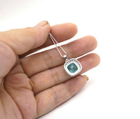 Large 10mm Paraiba Necklace - Sterling Silver cushion Square 6 CT Blue Paraiba Tourmaline Pendant #477
