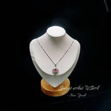 Pink Tourmaline Necklace - Gemstone Halo Tourmaline Pendant - White Gold coated Sterling Silver - 1.5Ct Oval Cut Pink #1012