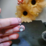 Opal Necklace - Princess Diana Necklace - Solitaire White Fire Opal Full Sterling Silver #001