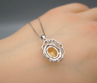 Natural Citrine Necklace Sterling Silver - Flower Of Life Genuine Citrine Pendant - November Birthstone Citrine Jewelry #475
