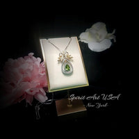 Teardrop Genuine Peridot Necklace The Tree Of Life Pendant 18KGP @ Sterling Silver Olive branch 2.5 Ct Pear Cut Green Peridot Jewelry #862
