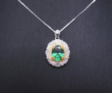 Emerald Necklace - 18KGP @ Sterling Silver - Gemstone Flower Emerald Pendant - May Birthstone Green Jewelry #622