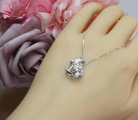 Angel Wing Genuine Moissanite Gemstone Necklace - GRA Certificate Round Cut Moissanite Gemstone Jewelry Pendant 1 CT 6.5 MM D color #887