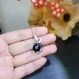 Black Pearl Necklace Sterling Silver Phoenix Pendant Black Pearl Jewelry 18k White gold coated # 609