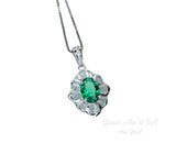 Tiny Emerald Necklace - 18kgp @ Sterling Silver - Mini Green Emerald Pendant - Gemstone Flower Style - May Birthstone #197