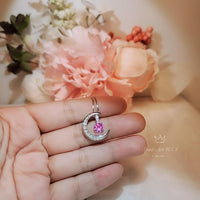 Pink Tourmaline Moon Crescent Necklace - One Necklace Two Wears - White Gold Sterling Silver - Gemstone Moon Necklace #230
