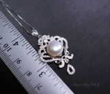 Bridal Genuine Pearl Necklace - 18KGP @ Sterling Silver - Natural Freshwater Gemstone Tassel White Pearl Pendant Jewelry #706