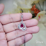 Large Ruby Necklace , High Quality Red Ruby Jewelry, Full 925 Silver Box Chain Peach Fruit Style Halo Ruby Pendant 1057