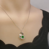 Green Jade Necklace - Sterling Silver Gemstone Butterfly Pendant 18KGP Jade Jewelry #450