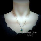 Tiny Emerald Necklace - 18kgp @ Sterling Silver - Mini Green Emerald Pendant - Gemstone Flower Style - May Birthstone #197