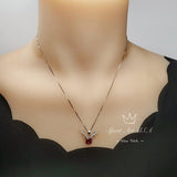 Deer Antler Garnet Necklace - Sterling Silver 8mm Round Cut 2 Ct Garnet Pendant - January Birthstone #341