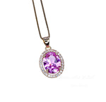 Pink Tourmaline Necklace Solitaire Pendant, October Birthstone Jewelry, 18K Gold Plated Sterling Silver, Adjustable Chain Gift for Her #198