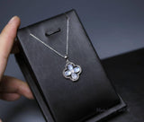 Dainty Flash Moonstone Necklace - Sterling Silver Four Leaf Clover Pendant Natural Moonstone Jewelry #423