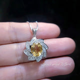 Genuine Citrine Necklace - Sterling Silver 2.8 CT Citrine Pendant - Milky Way Spiral Galaxy Energy Vortexes Windmill Jewelry #820