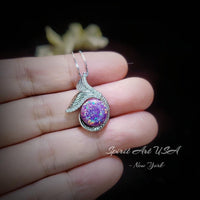 Purple Opal Necklace - Mermaid Fish Tail Pendant - 18KGP @ Sterling Silver #612