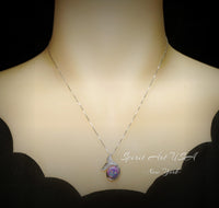 Purple Opal Necklace - Mermaid Fish Tail Pendant - 18KGP @ Sterling Silver #612