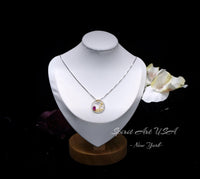 Unique Style Tiny Ruby Necklace - 18kGP Sterling Silver Artistic Poetic Ruby Pendant #292