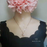 Dainy Square Opal Necklace Diamond Royal Flower Rose Gold Sterling Silver Tiny Fire White Opal Pendant 1022