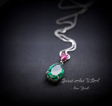 Double Teardrop Emerald Necklace Green Pear Cut Emerald Pendant 18kgp @ Sterling Silver - Large Emerald Jewelry - May Birthstone #729