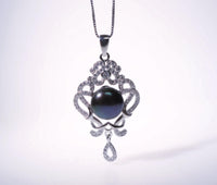 Large Freshwater Black Pearl Necklace - Full Full Sterling Silver High Quality Genuine Black Pearl Tassel Necklace 1024