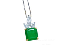 Square Cut Emerald Necklace ‐ May Birthstone Jewelry, 18K Gold Plated Sterling Silver Pendant, Adjustable Chain Gift #462