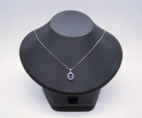 Sterling Silver Halo Natural Amethyst Necklace - Crown Chakra Healing Genuine Salitaire Oval Amethyst Pendant 1080