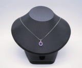 Sterling Silver Halo Natural Amethyst Necklace - Crown Chakra Healing Genuine Salitaire Oval Amethyst Pendant 1080