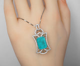 Large Paraiba Necklace - Sterling Silver Gemstone Square Royal Flower Pendant Blue Paraiba Tourmaline Pendant Jewelry #733