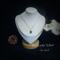 Square Cut Emerald Necklace ‐ May Birthstone Jewelry, 18K Gold Plated Sterling Silver Pendant, Adjustable Chain Gift #462