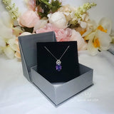 Created synthetic Amethyst Necklace - Diamond Crown 6 CT Amethyst Pendant - Sterling Silver White Gold Plated Large Purple Jewelry #657