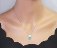 Sterling Silver Round Paraiba Necklace - 8 mm 2 CT Blue Gemstone Pendant Paraiba Tourmaline Necklace #009
