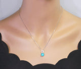 Sterling Silver Round Paraiba Necklace - 8 mm 2 CT Blue Gemstone Pendant Paraiba Tourmaline Necklace #009