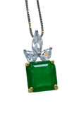 Square Cut Emerald Necklace ‐ May Birthstone Jewelry, 18K Gold Plated Sterling Silver Pendant, Adjustable Chain Gift #462