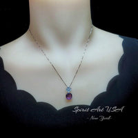 Amethyst Necklace - Large Genuine Amethyst Pendant - 18KGP @ Sterling Silver - Natural February Birthstone - Four Leaf Clover Necklace #605