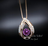 Swing Pink Tourmaline Necklace - Rose Gold coated Dynamic 0.85 Ct Pink Tourmaline Pendant - Full Sterling Silver Tourmaline Jewelry #181