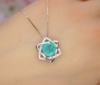 Paraiba Necklace - 18kgp @ Sterling Silver - Gemstone Star of Star Blue Paraiba Tourmaline Pendant #201