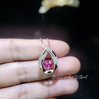 Swing Pink Tourmaline Necklace - Rose Gold coated Dynamic 0.85 Ct Pink Tourmaline Pendant - Full Sterling Silver Tourmaline Jewelry #181