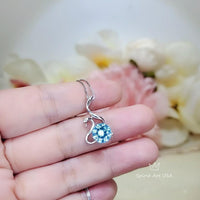 8mm 2 CT Aquamarine Necklace - 18KGP Sterling Silver - Swan Pendant - Solitaire Aquamarine - Simple Aquamarine Jewelry #149