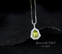 Super Tiny Genuine Peridot Necklace - Natural Green Peridot Pendant - 18KGP @ Sterling Silver - August Birthstone - Mini Green Gemstone #314