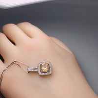 Natural Citrine Necklace Sterling Silver - 8mm Round Genuine Citrine Pendant - November Birthstone Crystal Healing Solitaire Citrine Jewelry