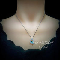 Green Paraiba Necklace - 18KGP @ Sterling Silver - 2.5 CT - Gemstone Halo Teardrop Green Paraiba Tourmaline Necklace #969