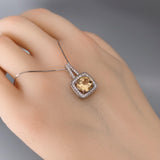Natural Citrine Necklace Sterling Silver - 8mm Round Genuine Citrine Pendant - November Birthstone Crystal Healing Solitaire Citrine Jewelry