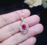 Ruby Necklace - Ruby Pendant - Rose gold @ Sterling Silver - July Birthstone - Adjustable Chain #414