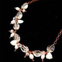 Clear Quartz Necklace Set - Bridal Necklace, Wedding Necklace, Crystal Stone healing Jewelry 19" adjustable antique chain copper