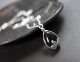 Sterling Silver Black Onyx Necklace - Tiny Teardrop Black Stone Pendant - Black Agate Root Chakra Healing Necklace 1053