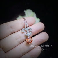 Sunstone Sapphire Necklace - Gemstone Kite Pendant - Red Orange Sunstone Jewelry #418