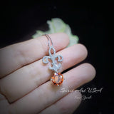 Sunstone Sapphire Necklace - Gemstone Kite Pendant - Red Orange Sunstone Jewelry #418